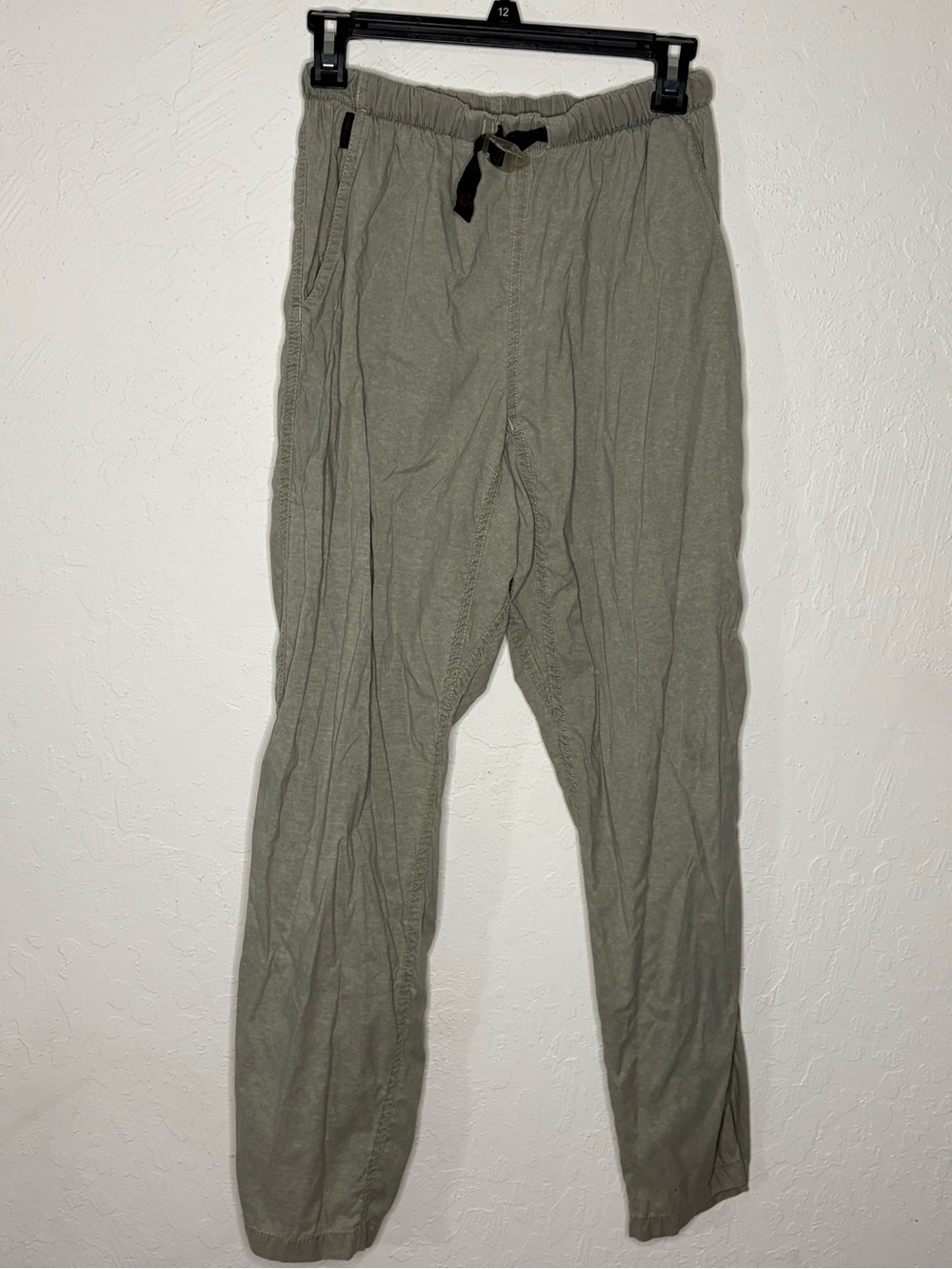 Gramicci Women’s Small Pants Gray Elastic Waist Buckle Lightweight Belt Pocket